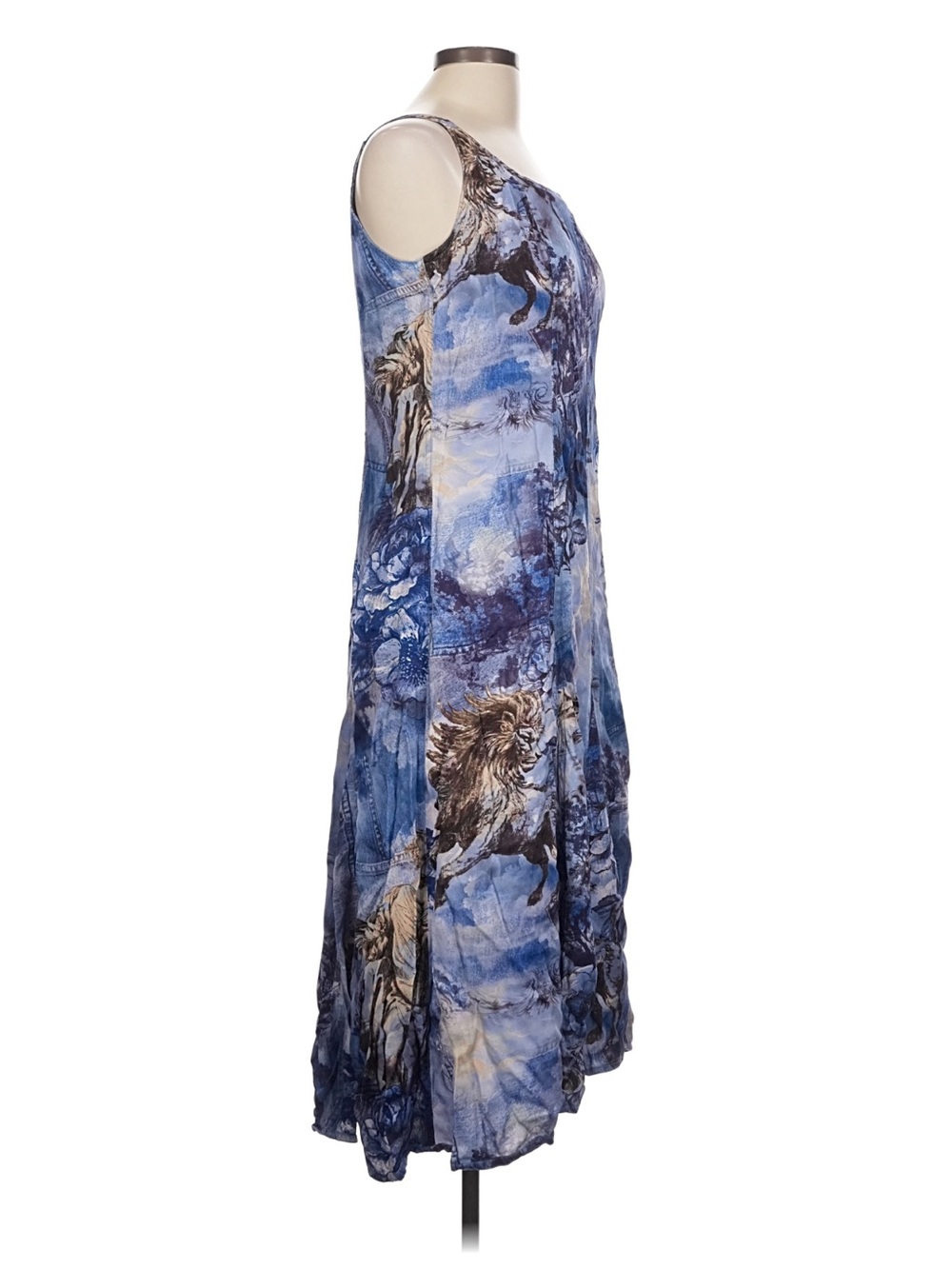 Anthropologie Pilcro Blue Patchwork Floral Print Sleeveless Midi Dress - Picture 6 of 6
